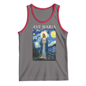 Virgin Mary Starry Night Tank Top Mother of Christ Catholic TS14 Deep Heather Red Print Your Wear