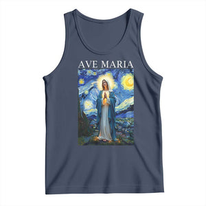 Virgin Mary Starry Night Tank Top Mother of Christ Catholic TS14 Navy Print Your Wear