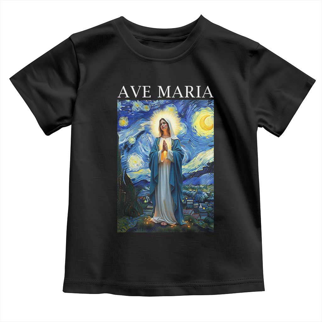 Virgin Mary Starry Night Toddler T Shirt Mother of Christ Catholic TS14 Black Print Your Wear