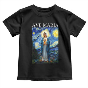 Virgin Mary Starry Night Toddler T Shirt Mother of Christ Catholic TS14 Black Print Your Wear