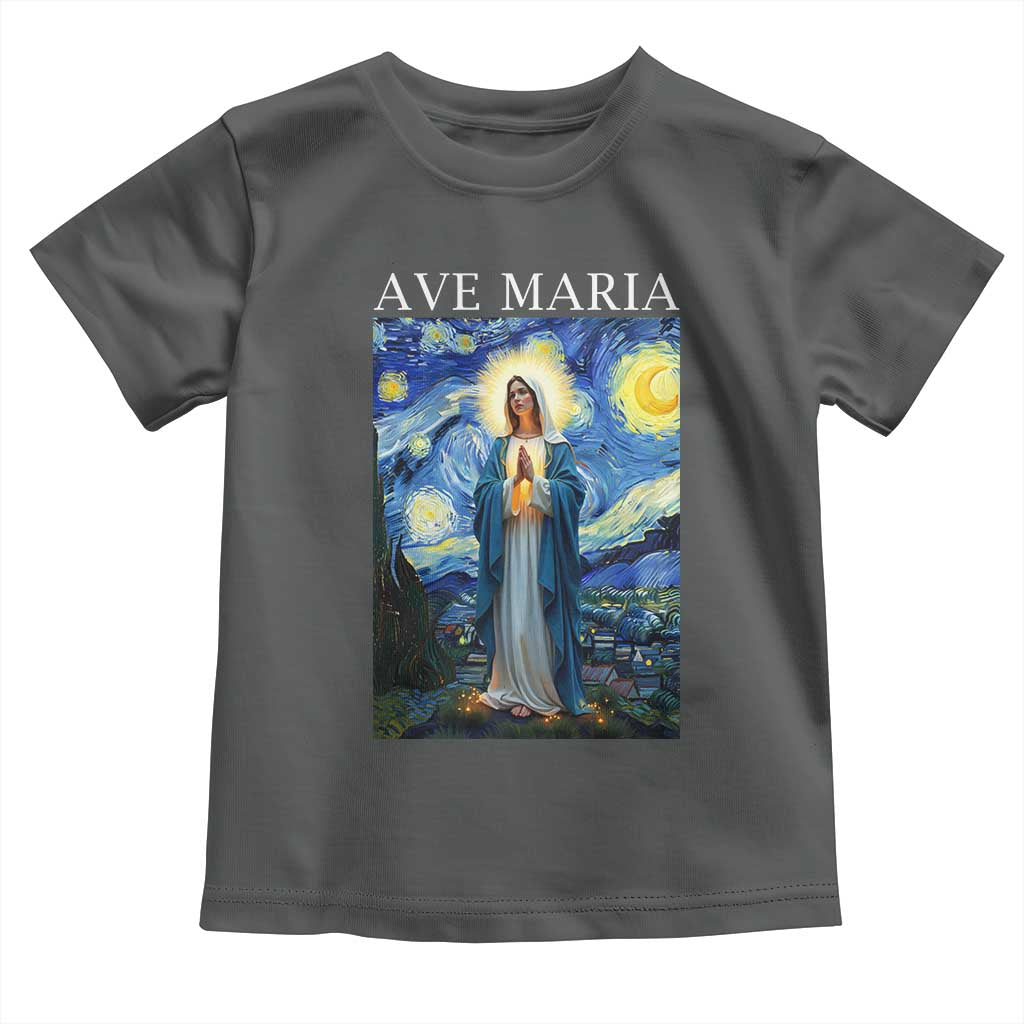 Virgin Mary Starry Night Toddler T Shirt Mother of Christ Catholic TS14 Dark Heather Print Your Wear