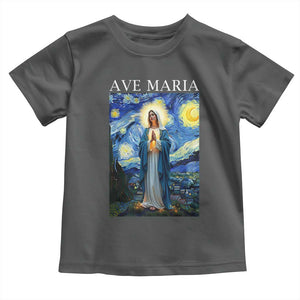 Virgin Mary Starry Night Toddler T Shirt Mother of Christ Catholic TS14 Dark Heather Print Your Wear