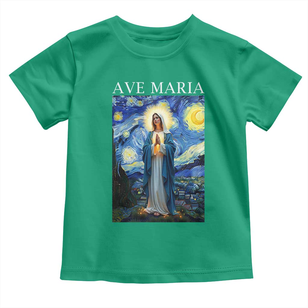 Virgin Mary Starry Night Toddler T Shirt Mother of Christ Catholic TS14 Irish Green Print Your Wear