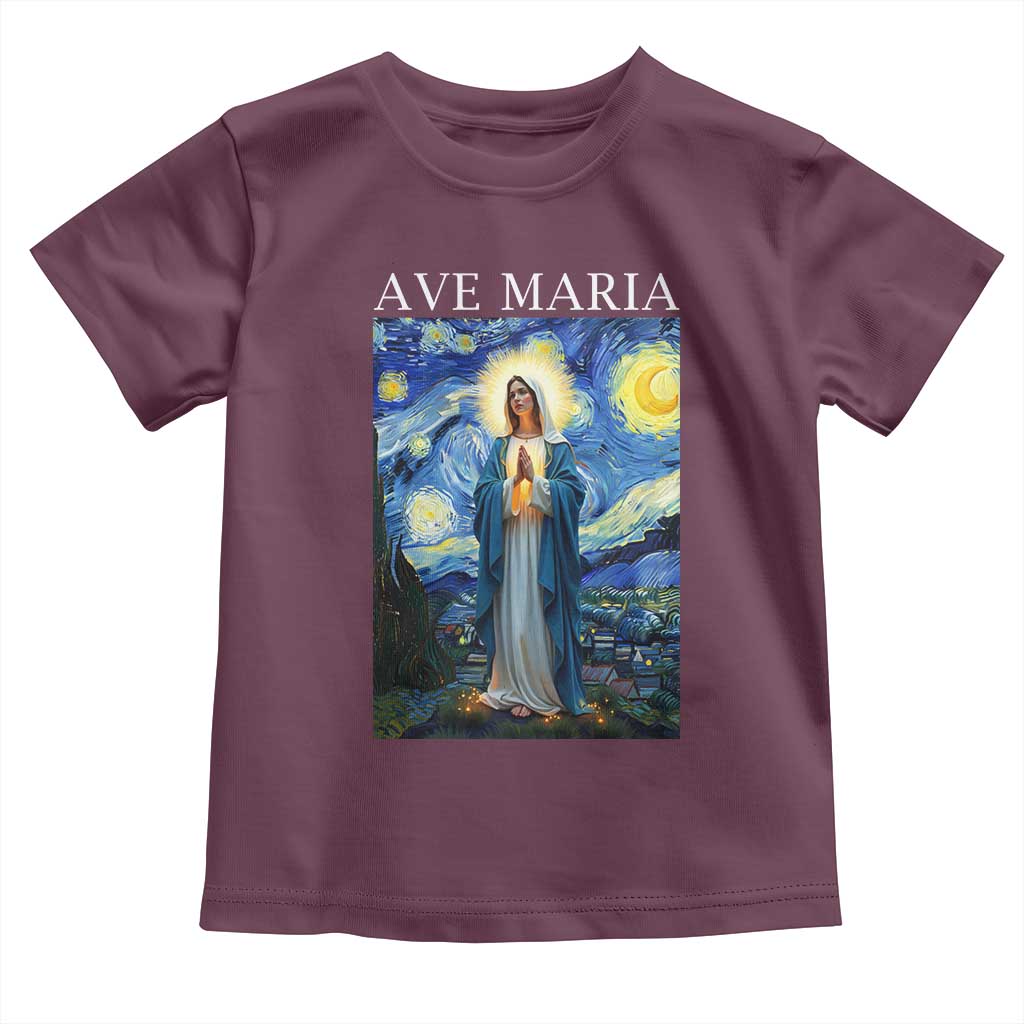 Virgin Mary Starry Night Toddler T Shirt Mother of Christ Catholic TS14 Maroon Print Your Wear