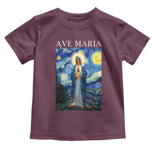 Virgin Mary Starry Night Toddler T Shirt Mother of Christ Catholic TS14 Maroon Print Your Wear