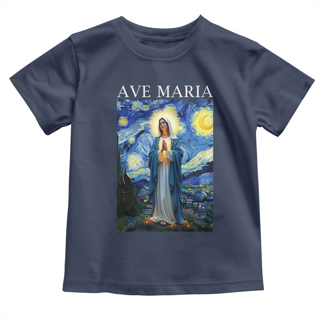 Virgin Mary Starry Night Toddler T Shirt Mother of Christ Catholic TS14 Navy Print Your Wear