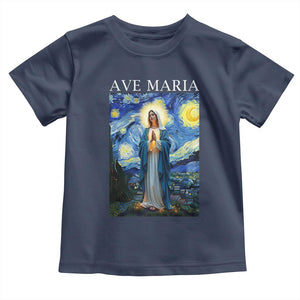 Virgin Mary Starry Night Toddler T Shirt Mother of Christ Catholic TS14 Navy Print Your Wear