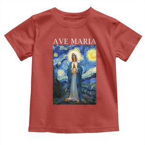 Virgin Mary Starry Night Toddler T Shirt Mother of Christ Catholic TS14 Red Print Your Wear