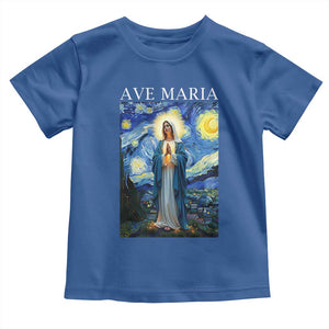 Virgin Mary Starry Night Toddler T Shirt Mother of Christ Catholic TS14 Royal Blue Print Your Wear