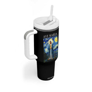 Virgin Mary Starry Night Tumbler With Handle Mother of Christ Catholic TS14 Print Your Wear