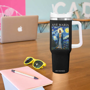 Virgin Mary Starry Night Tumbler With Handle Mother of Christ Catholic TS14 Print Your Wear