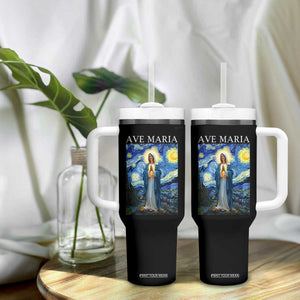 Virgin Mary Starry Night Tumbler With Handle Mother of Christ Catholic TS14 Print Your Wear