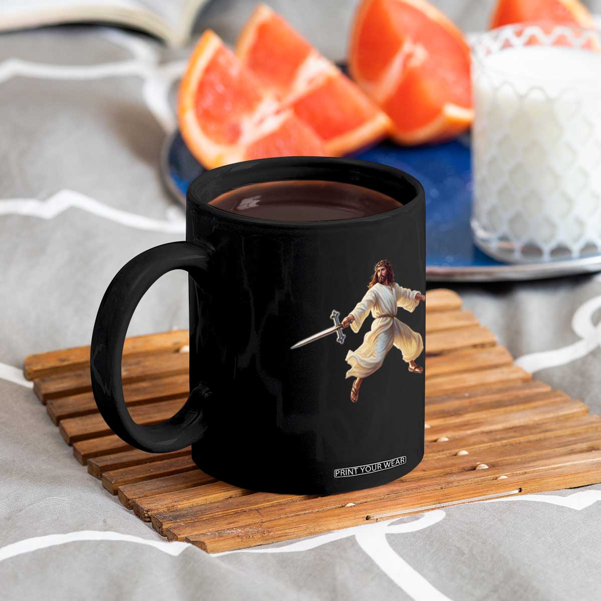 Funny Fencing Jesus Coffee Mug Combat Sport Christan Lover TS14 Print Your Wear