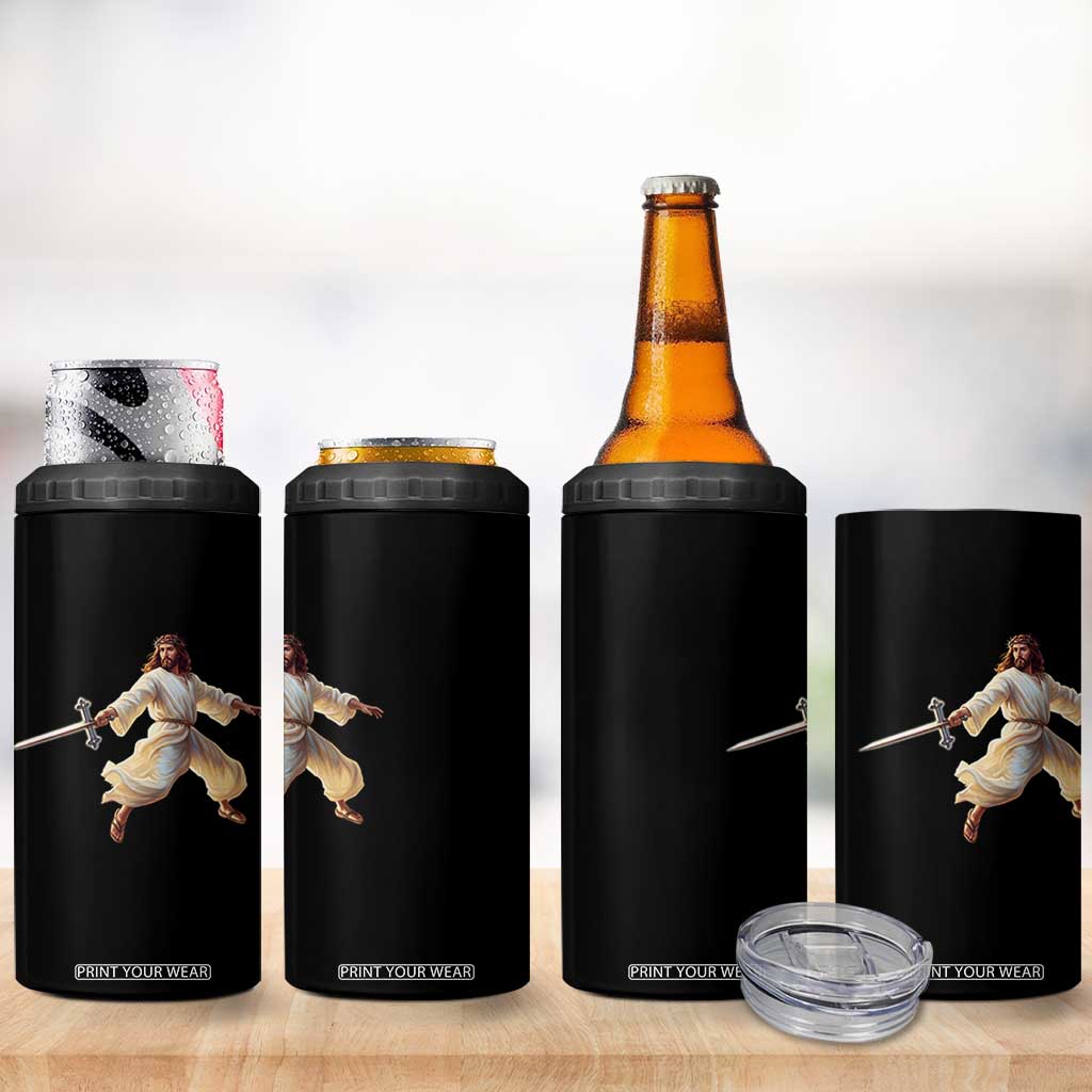 Funny Fencing Jesus 4 in 1 Can Cooler Tumbler Combat Sport Christan Lover TS14 Print Your Wear