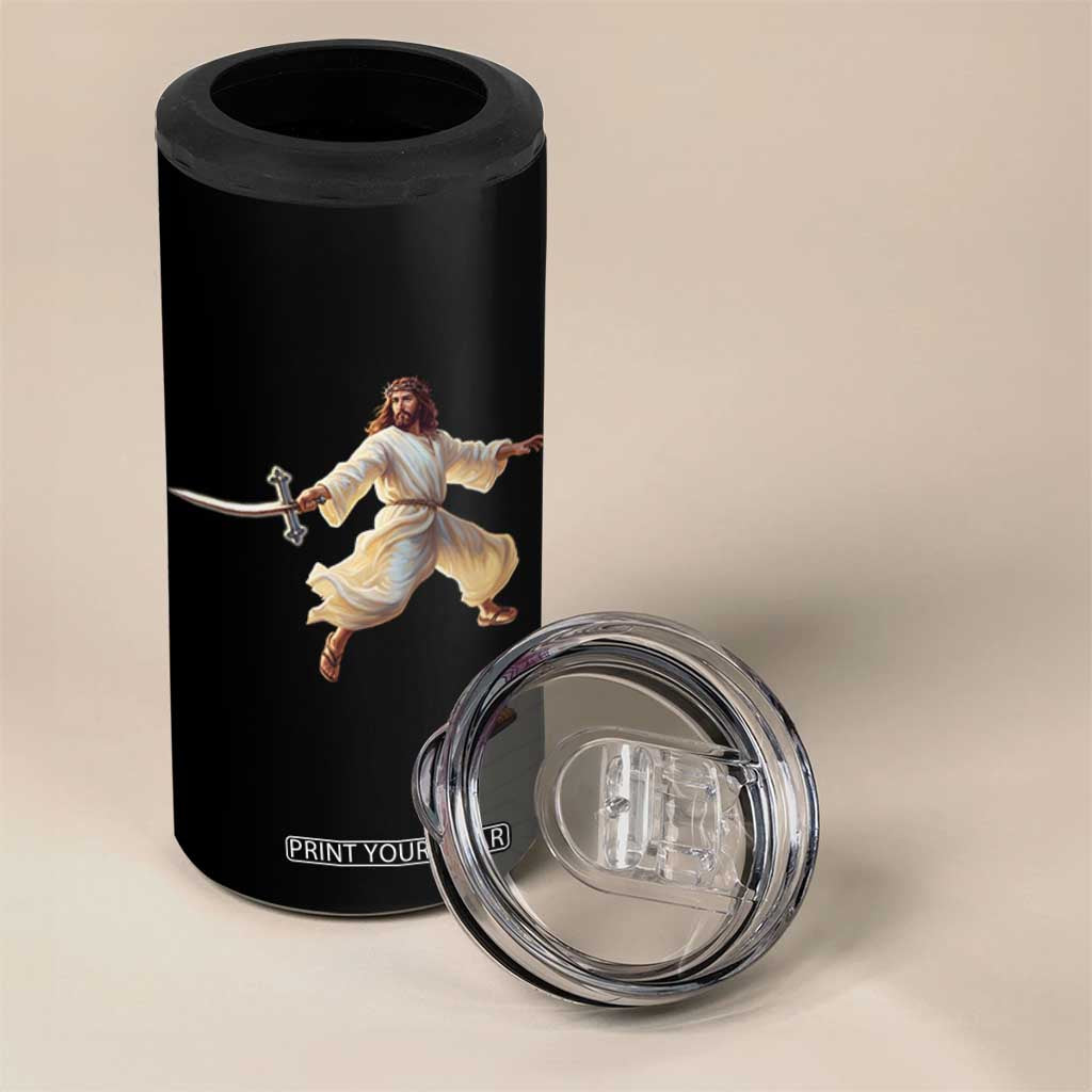 Funny Fencing Jesus 4 in 1 Can Cooler Tumbler Combat Sport Christan Lover TS14 Print Your Wear