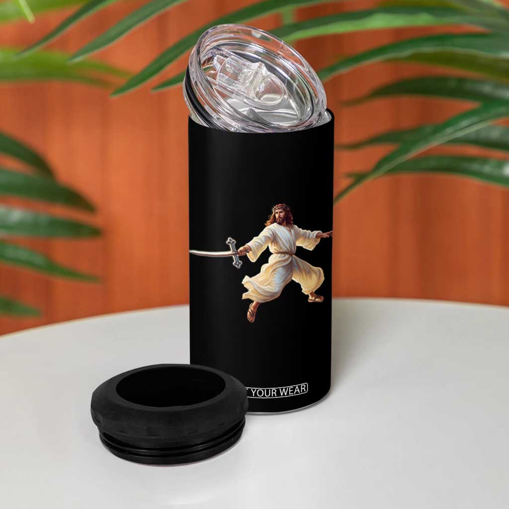 Funny Fencing Jesus 4 in 1 Can Cooler Tumbler Combat Sport Christan Lover TS14 Print Your Wear