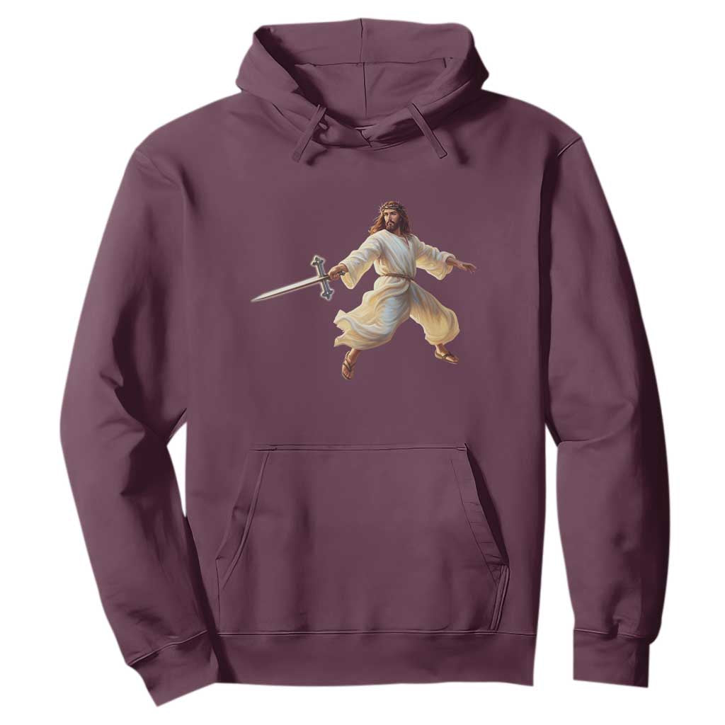 Funny Fencing Jesus Hoodie Combat Sport Christan Lover TS14 Maroon Print Your Wear