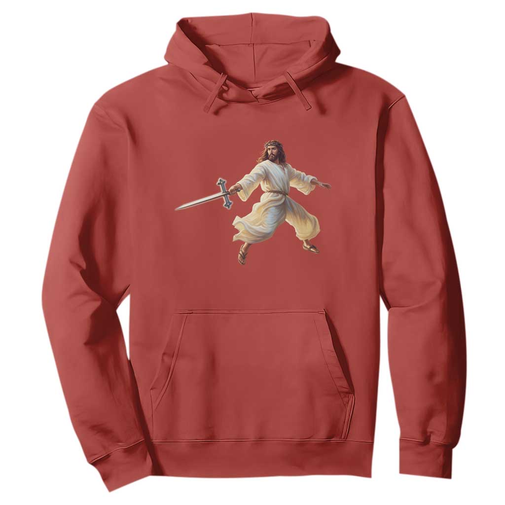 Funny Fencing Jesus Hoodie Combat Sport Christan Lover TS14 Red Print Your Wear