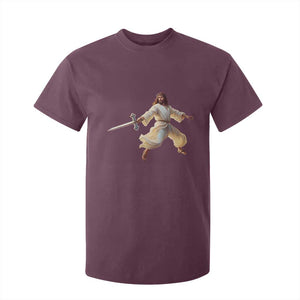 Funny Fencing Jesus T Shirt For Kid Combat Sport Christan Lover TS14 Maroon Print Your Wear