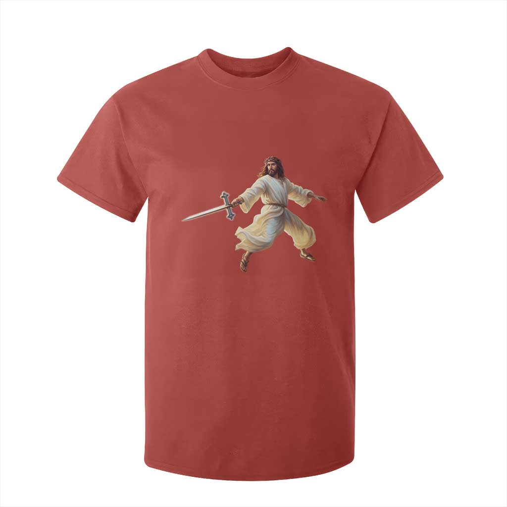 Funny Fencing Jesus T Shirt For Kid Combat Sport Christan Lover TS14 Red Print Your Wear