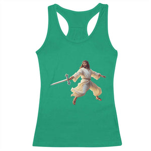 Funny Fencing Jesus Racerback Tank Top Combat Sport Christan Lover TS14 Irish Green Print Your Wear