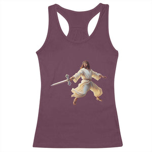 Funny Fencing Jesus Racerback Tank Top Combat Sport Christan Lover TS14 Maroon Print Your Wear
