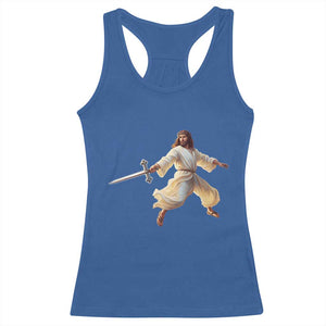 Funny Fencing Jesus Racerback Tank Top Combat Sport Christan Lover TS14 Royal Blue Print Your Wear