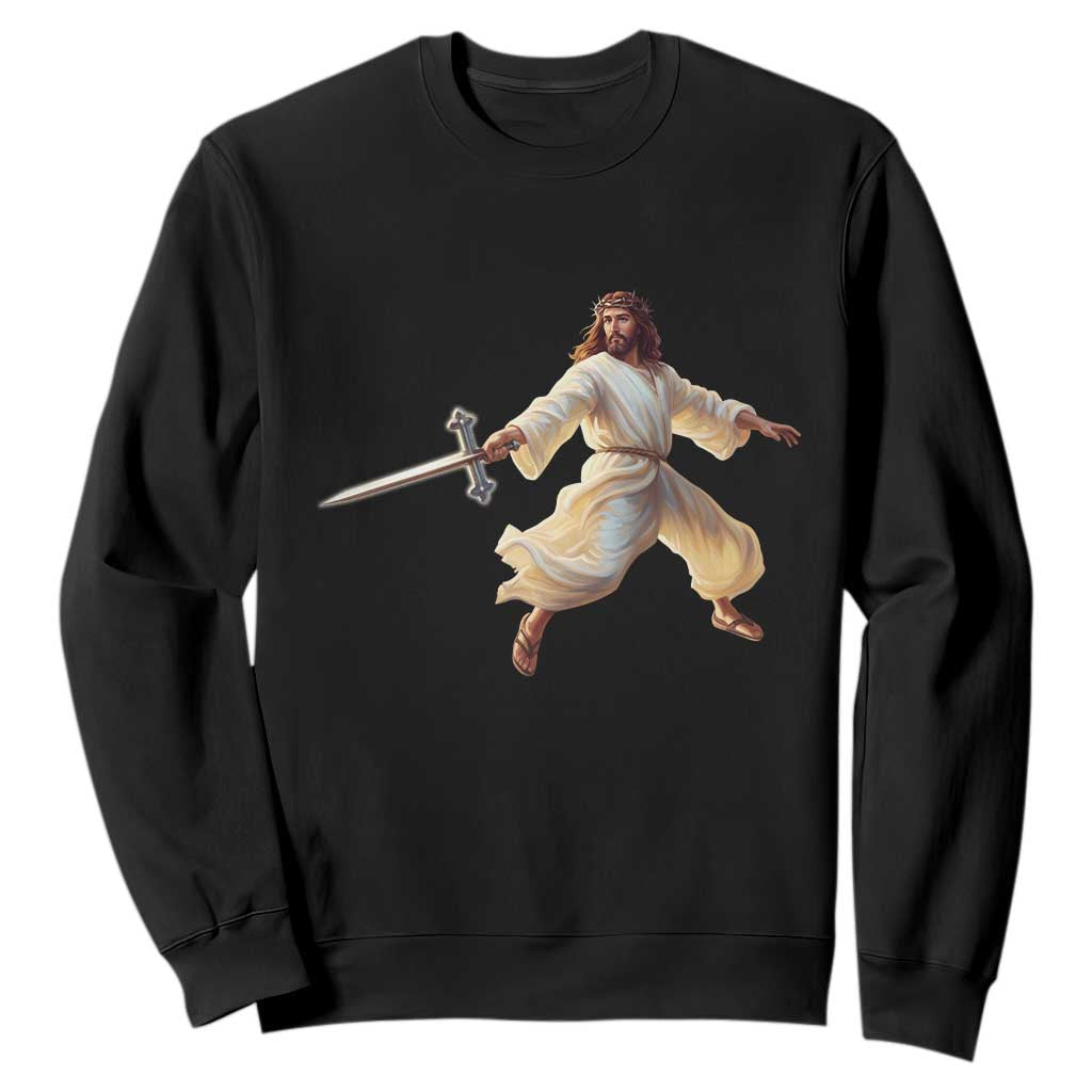 Funny Fencing Jesus Sweatshirt Combat Sport Christan Lover TS14 Black Print Your Wear