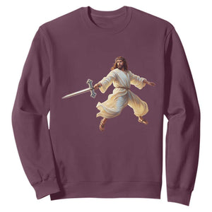 Funny Fencing Jesus Sweatshirt Combat Sport Christan Lover TS14 Maroon Print Your Wear