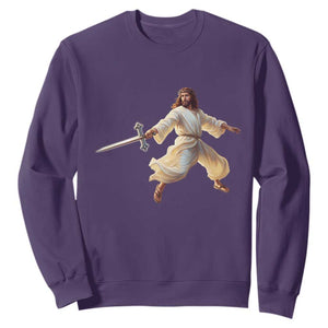 Funny Fencing Jesus Sweatshirt Combat Sport Christan Lover TS14 Purple Print Your Wear