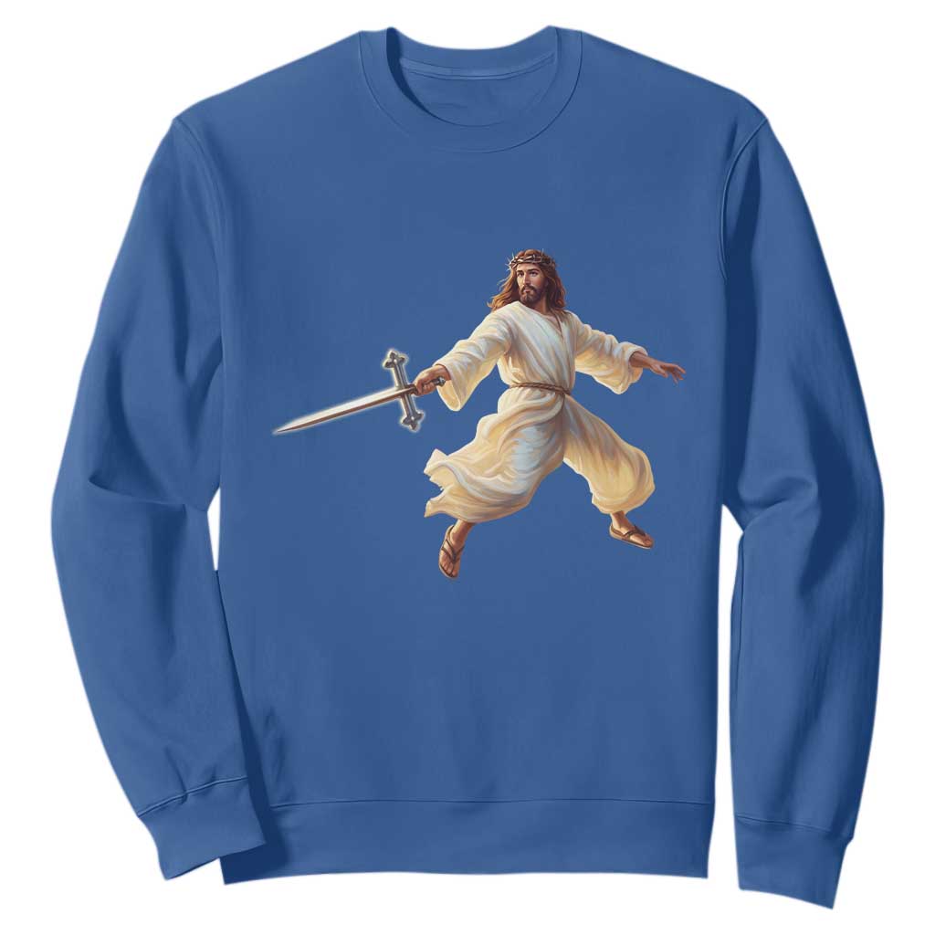Funny Fencing Jesus Sweatshirt Combat Sport Christan Lover TS14 Royal Blue Print Your Wear