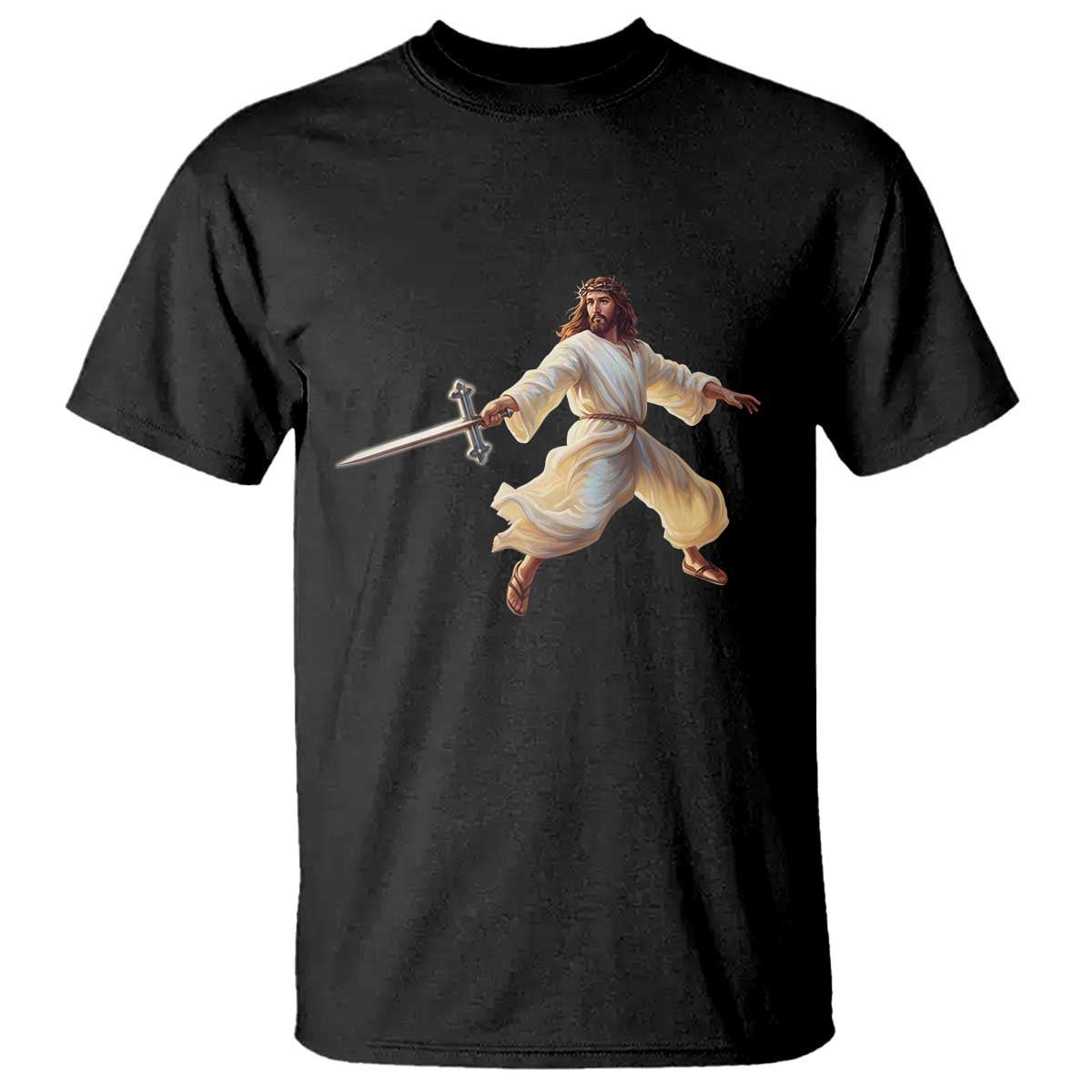 Funny Fencing Jesus T Shirt Combat Sport Christan Lover TS14 Black Print Your Wear