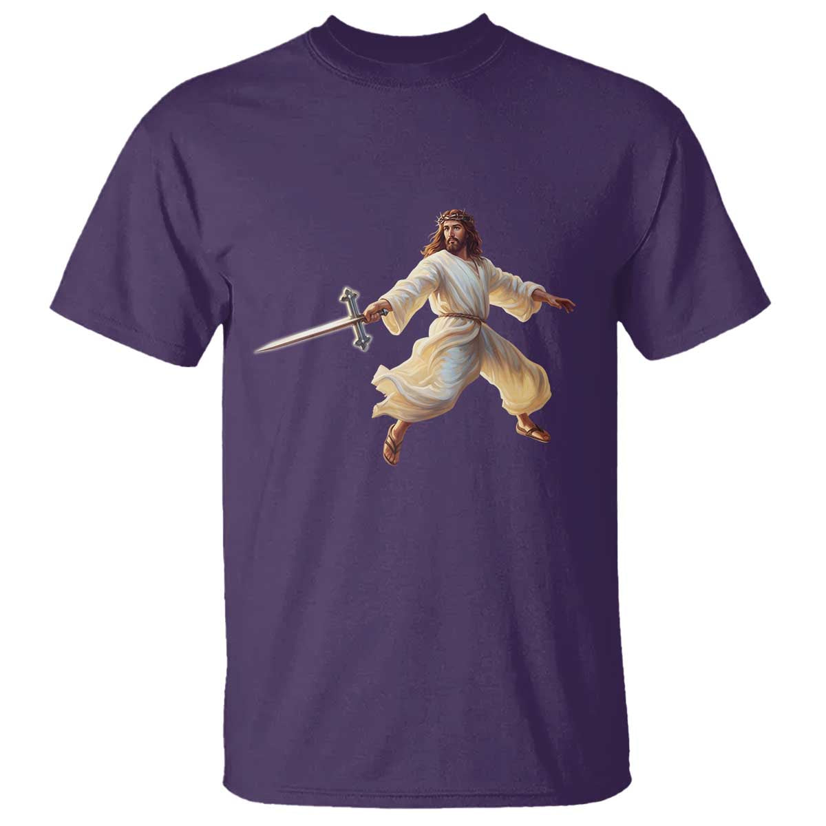 Funny Fencing Jesus T Shirt Combat Sport Christan Lover TS14 Purple Print Your Wear