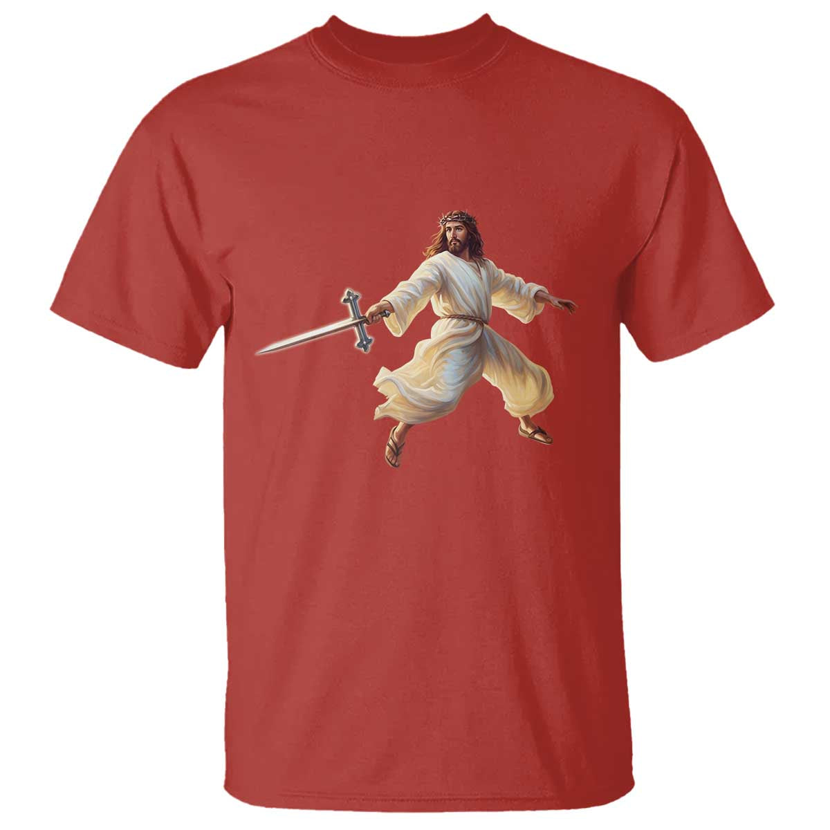 Funny Fencing Jesus T Shirt Combat Sport Christan Lover TS14 Red Print Your Wear