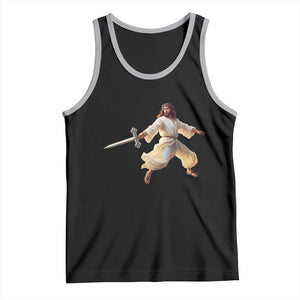 Funny Fencing Jesus Tank Top Combat Sport Christan Lover TS14 Black Athletic Heather Print Your Wear