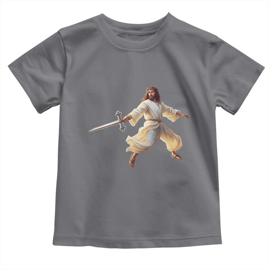 Funny Fencing Jesus Toddler T Shirt Combat Sport Christan Lover TS14 Charcoal Print Your Wear