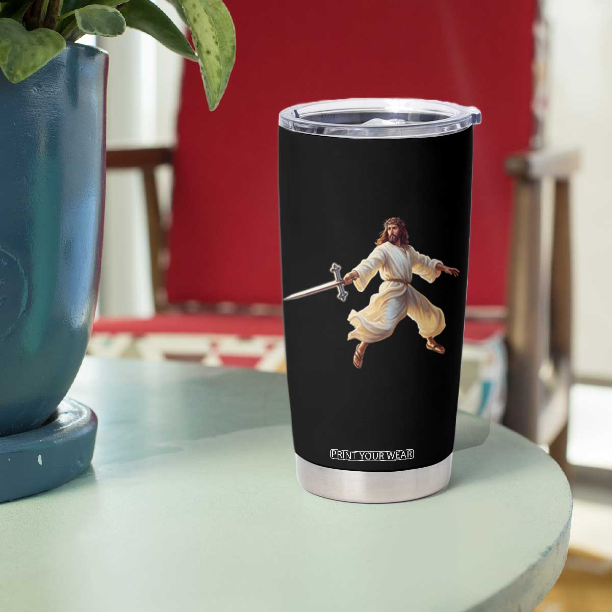 Funny Fencing Jesus Tumbler Cup Combat Sport Christan Lover TS14 Print Your Wear