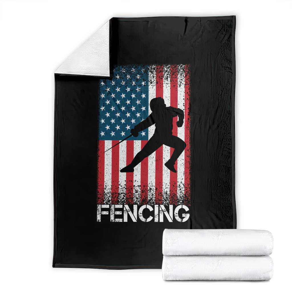 American Flag Fencing USA Patriotic Throw Blanket TS14 Black Print Your Wear