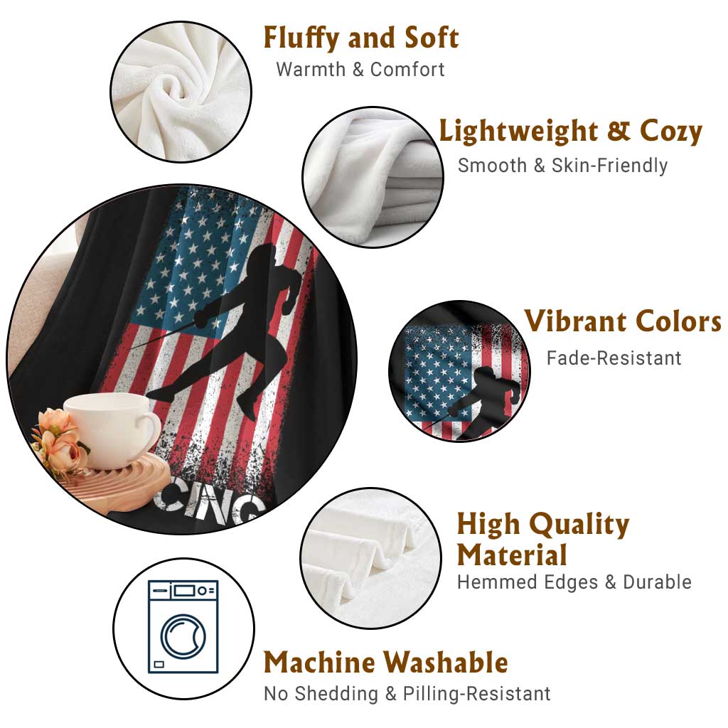 American Flag Fencing USA Patriotic Throw Blanket TS14 Print Your Wear
