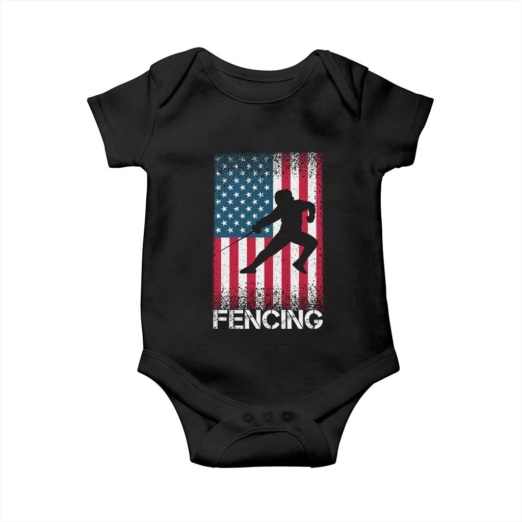 American Flag Fencing USA Patriotic Baby Onesie TS14 Black Print Your Wear