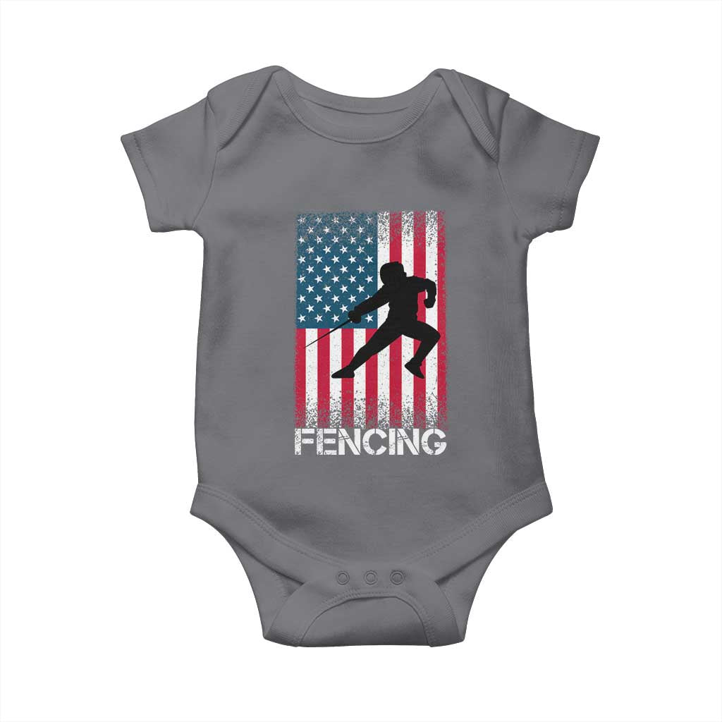American Flag Fencing USA Patriotic Baby Onesie TS14 Charcoal Print Your Wear