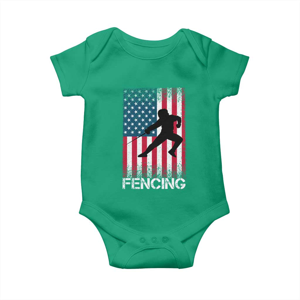 American Flag Fencing USA Patriotic Baby Onesie TS14 Irish Green Print Your Wear