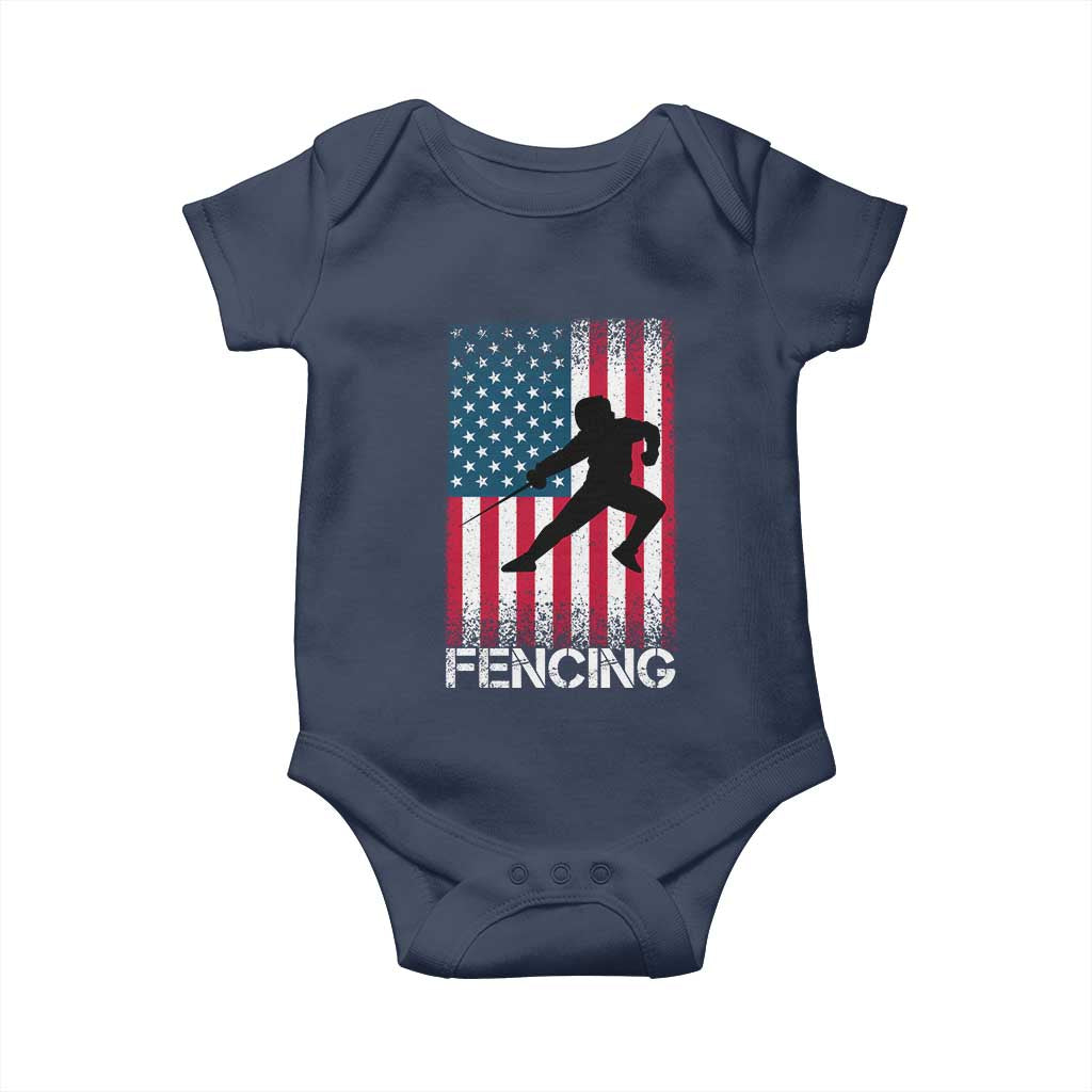 American Flag Fencing USA Patriotic Baby Onesie TS14 Navy Print Your Wear