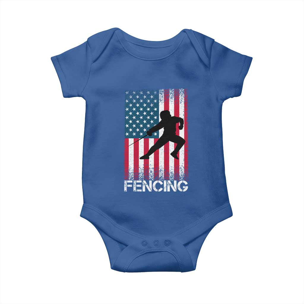 American Flag Fencing USA Patriotic Baby Onesie TS14 Royal Blue Print Your Wear