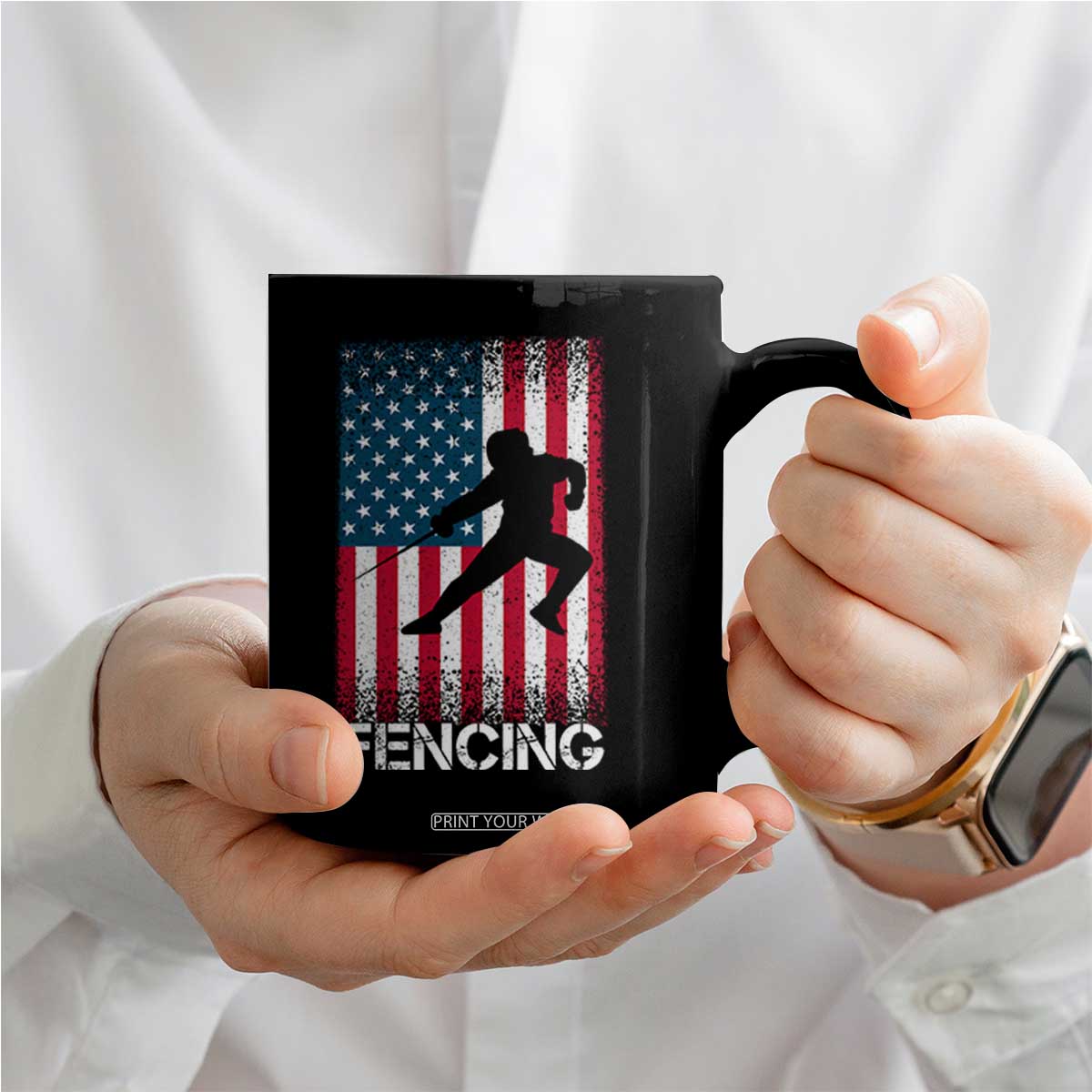 American Flag Fencing USA Patriotic Coffee Mug TS14 Print Your Wear