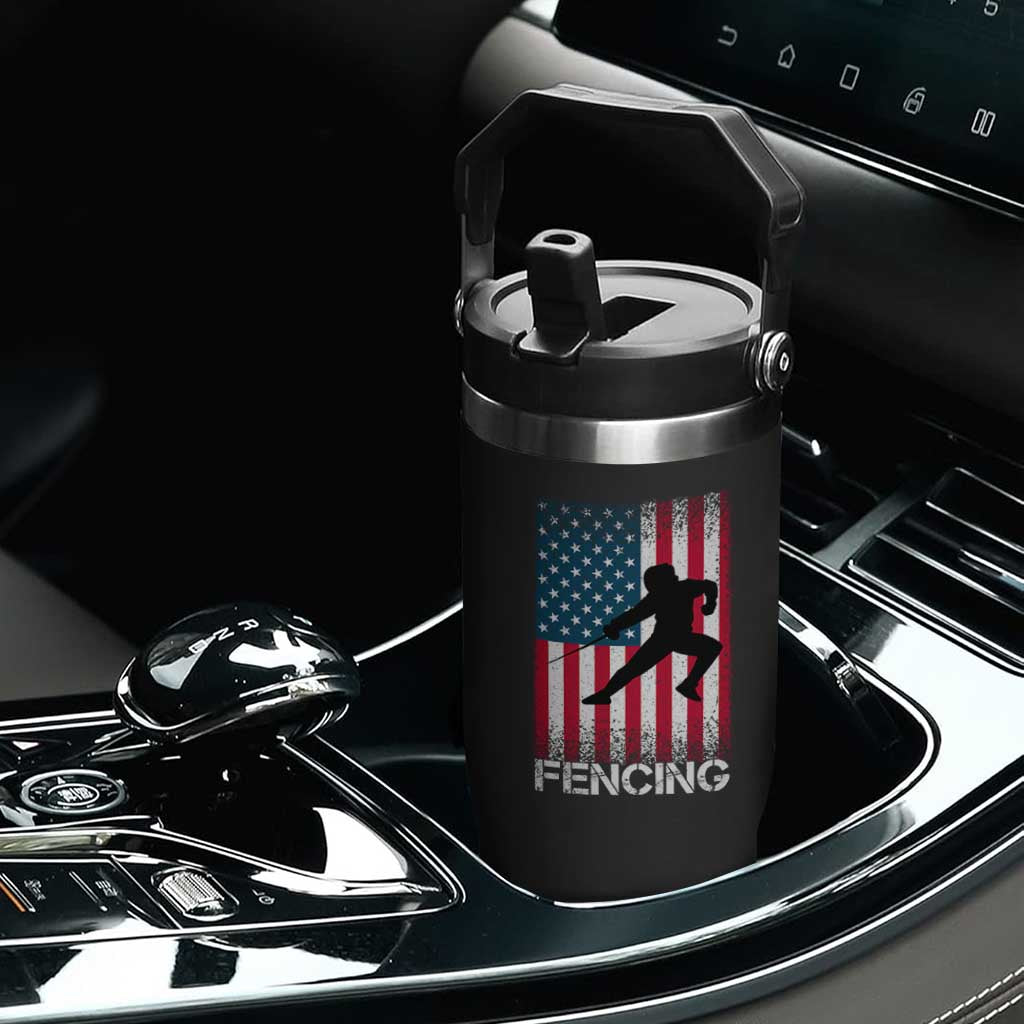 American Flag Fencing USA Patriotic Flip Straw Tumbler TS14 Print Your Wear