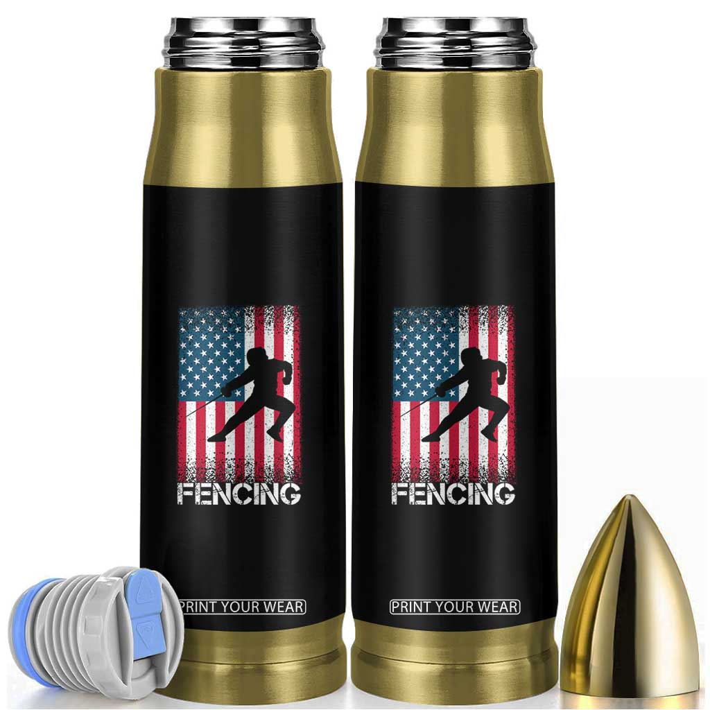 American Flag Fencing USA Patriotic Bullet Tumbler TS14 Black Print Your Wear