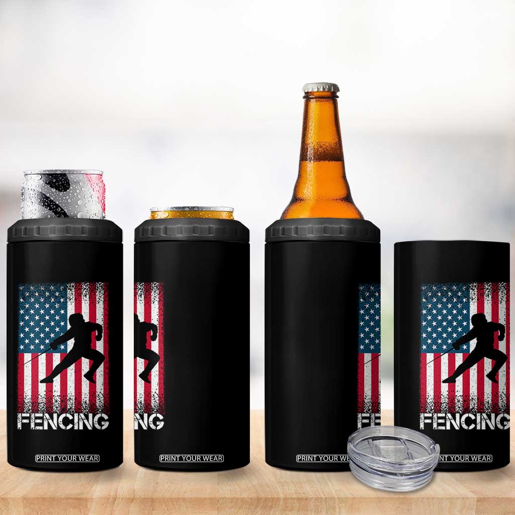 American Flag Fencing USA Patriotic 4 in 1 Can Cooler Tumbler TS14 Print Your Wear