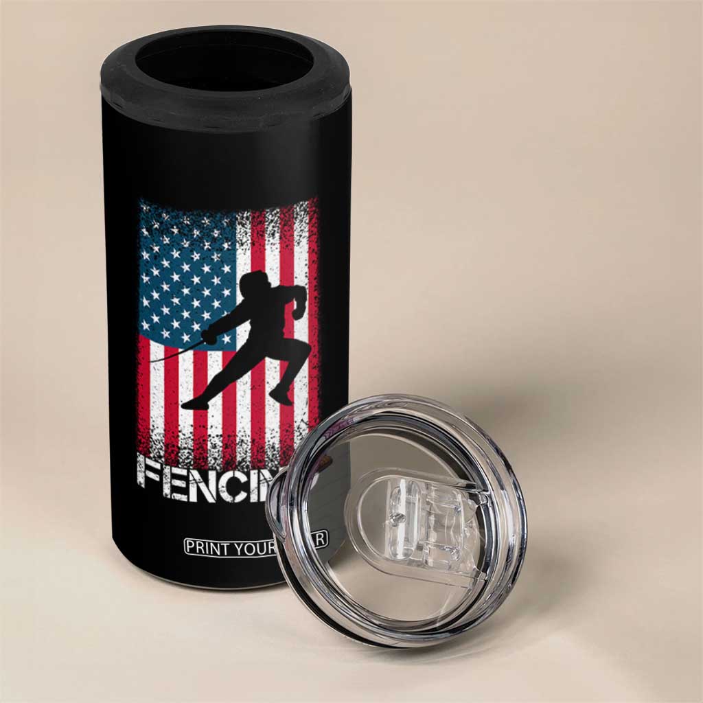 American Flag Fencing USA Patriotic 4 in 1 Can Cooler Tumbler TS14 Print Your Wear