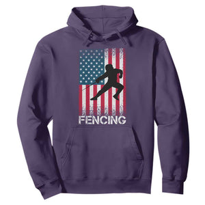 American Flag Fencing USA Patriotic Hoodie TS14 Purple Print Your Wear